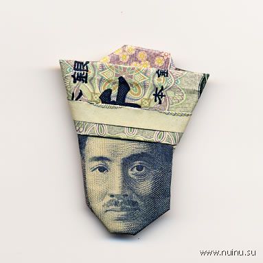Оригами из денег. Часть 2: лица. (40 фото)